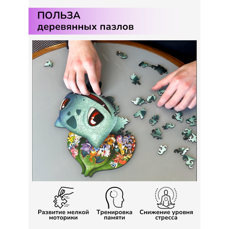 Пазл фигурный деревянный Active Puzzles Бульбазавр