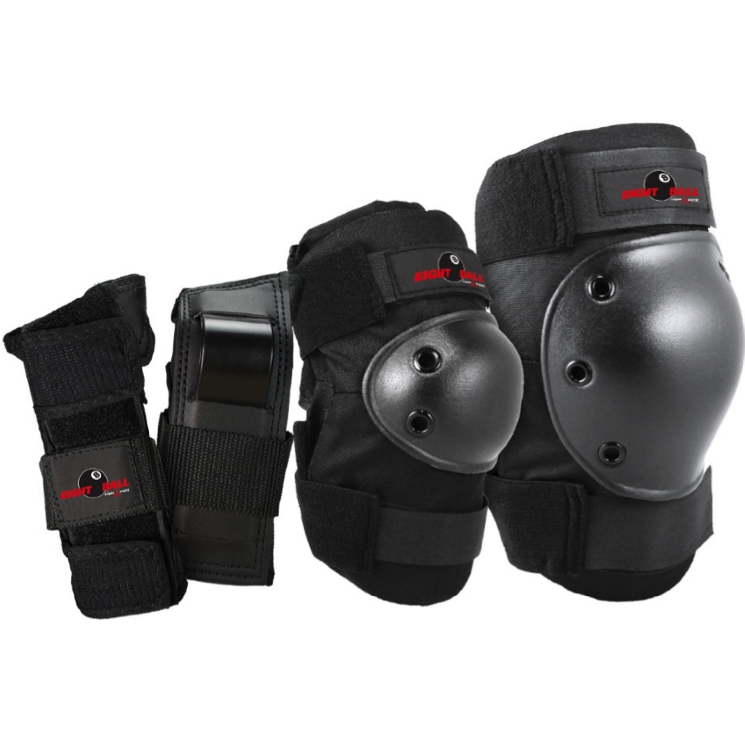 Комплект защиты 3-в-1 Eight Ball чёрный Размер L/XL наколенники / налокотники / защита запястья - фото 3