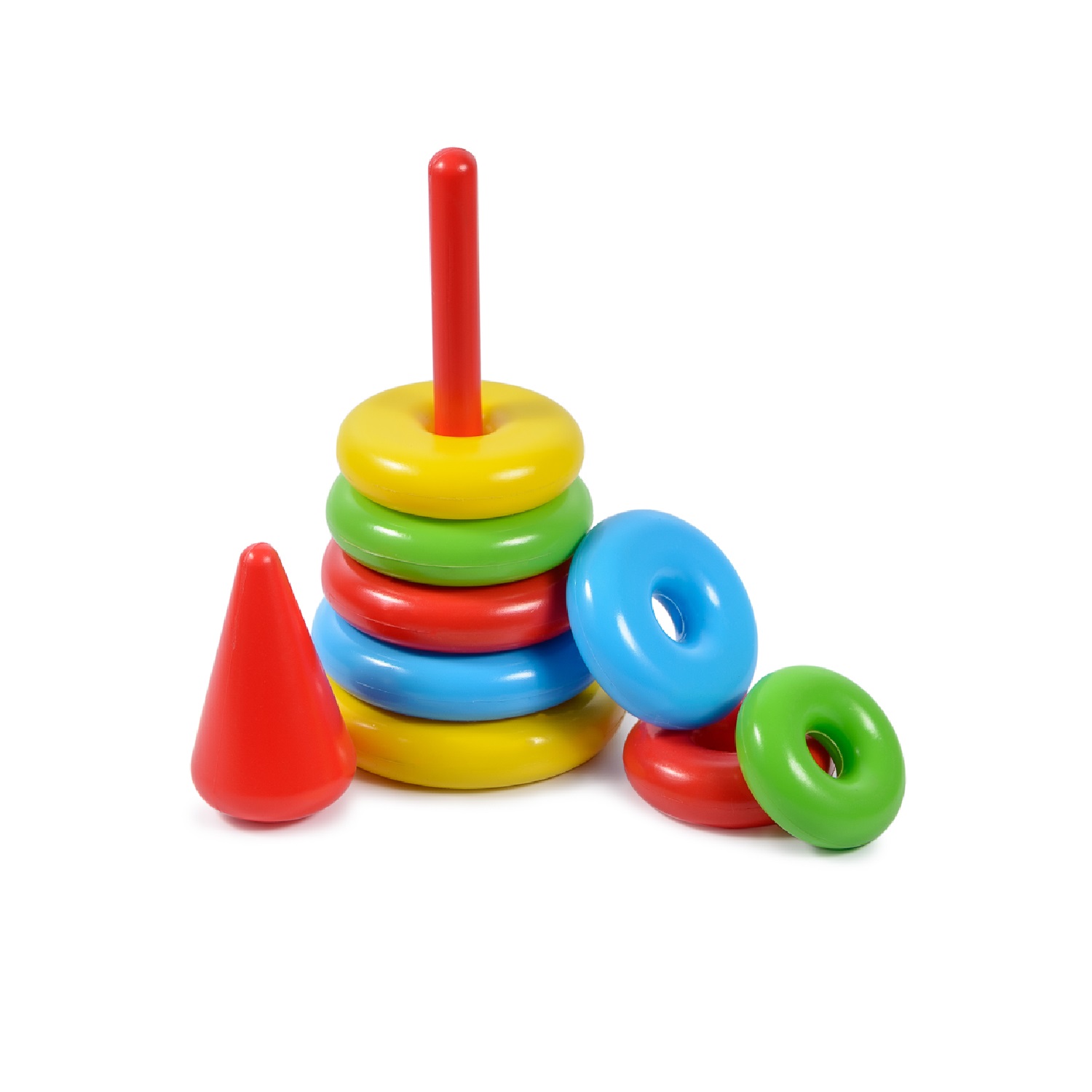 Пирамидка детская развивающая Green Plast 8 колец с наконечником обучающая игрушка - фото 3