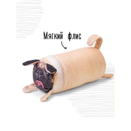 Мягкая игрушка - подушка Мягонько собака Мопс 35x16 см