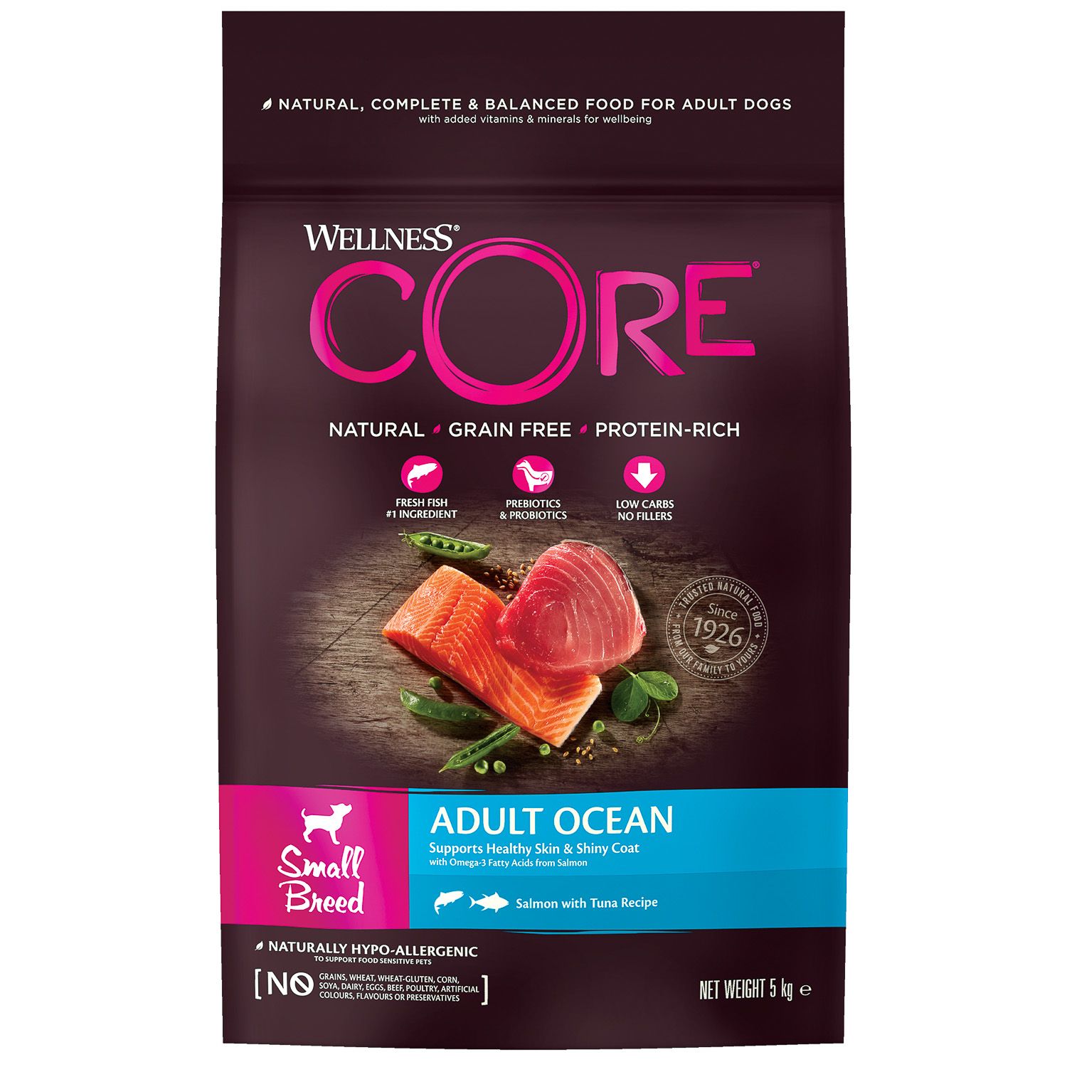 Сухой корм для собак Wellness CORE 5 кг лосось, тунец (для домашних, полнорационный) - фото 1