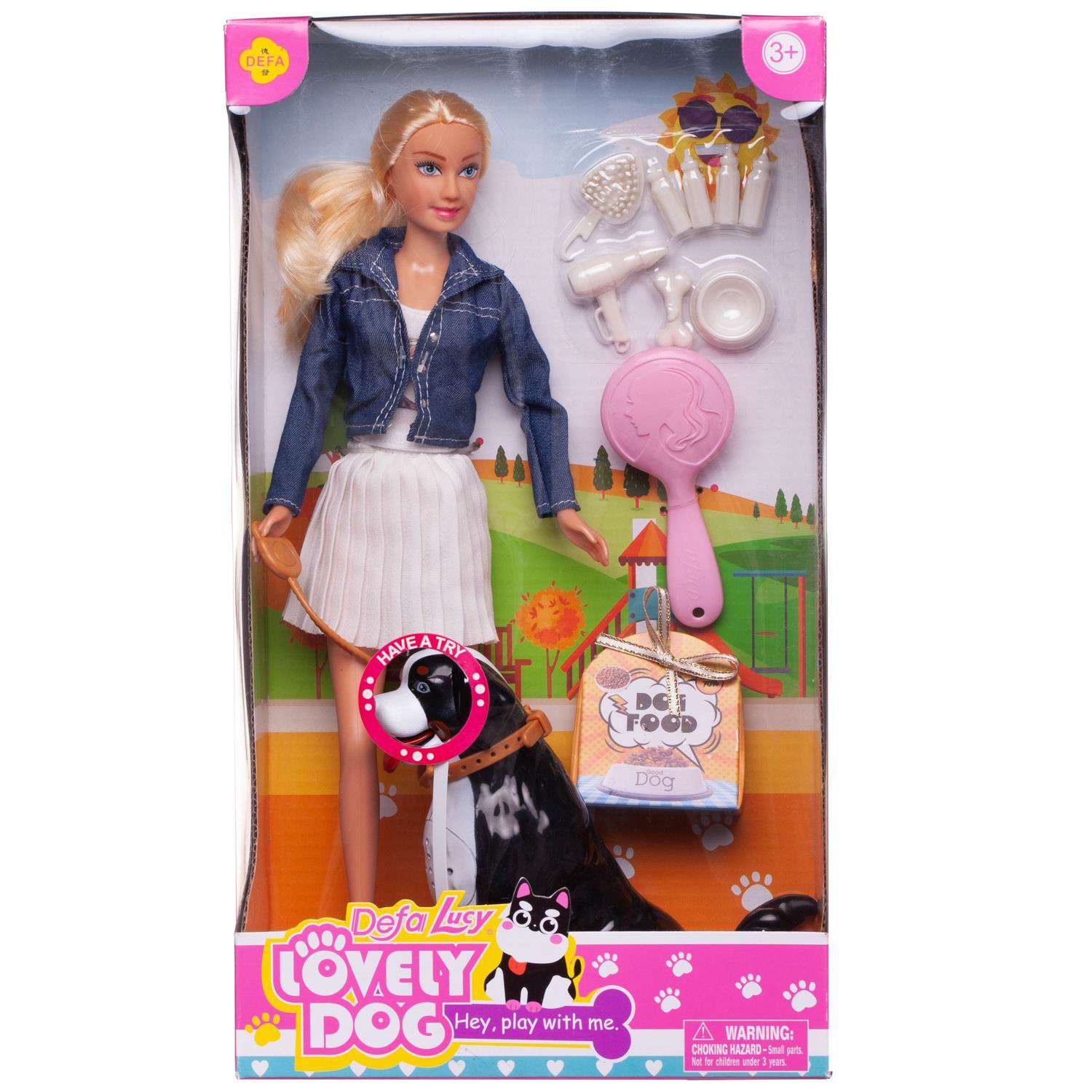 Игровой набор ABTOYS Кукла Defa Lucy с собакой 8428d/синяя - фото 1