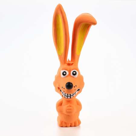 Игрушка Пижон пищащая для собак из латекса «Зайчик» 17 см оранжевая