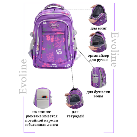 Рюкзак школьный Evoline Фиолетово-серый EVO-160-1