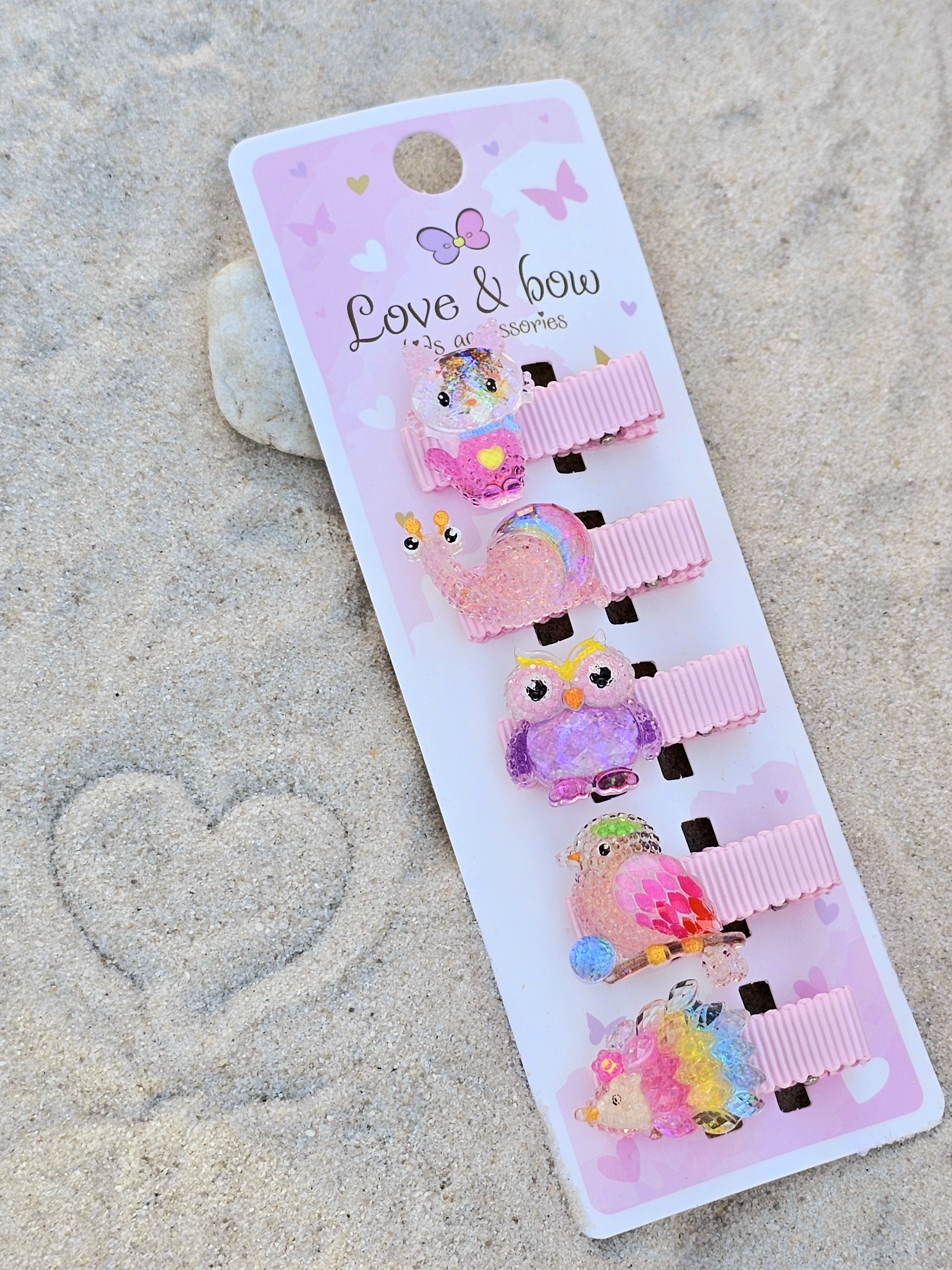 Набор заколок LOVE&BOW pink 5 pcs - фото 1