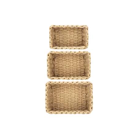 Набор плетеных корзинок El Casa 3 шт соломенный 22х16х13 см. 20х14х12 см. 18х12х10 см