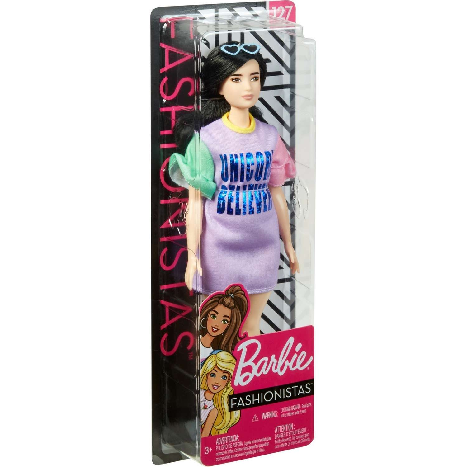 Кукла Barbie Игра с модой 127 Брюнетка в платье с принтом FXL60 FBR37 - фото 3