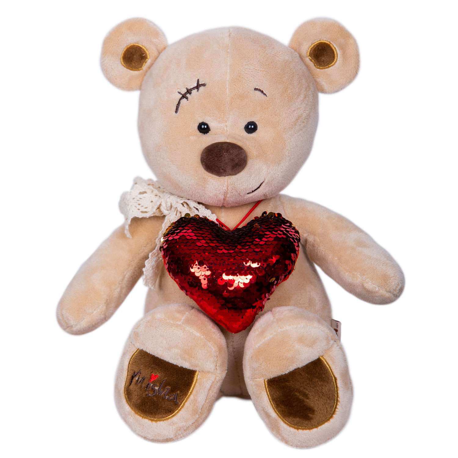 Мягкая игрушка KULT of toys плюшевый медведь в подарочной коробке для девочки misha с сердцем 30 см - фото 1