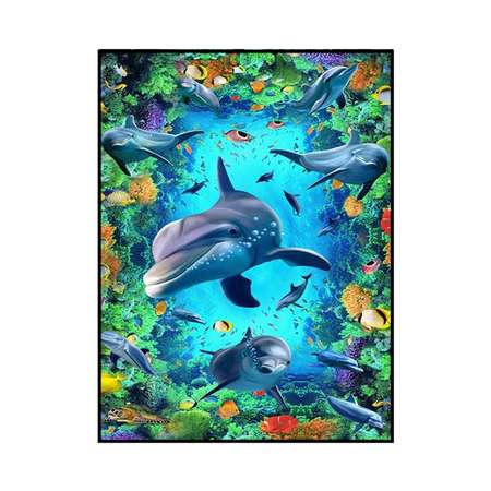 Алмазная мозаика Seichi Стая дельфинов 30х40 см