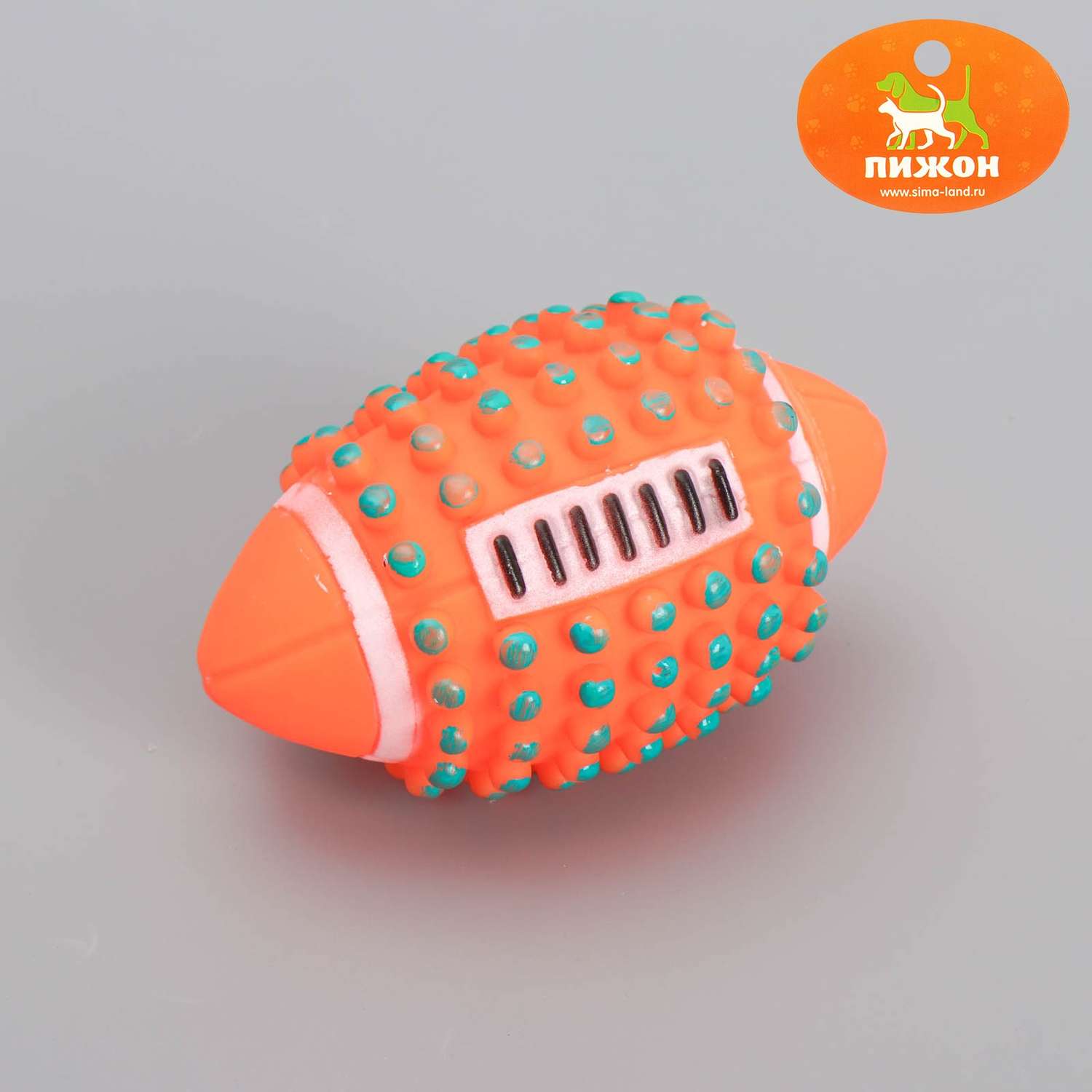 Игрушка для собак Пижон с пищалкой Регби с шипами 12 см оранжевый - фото 2