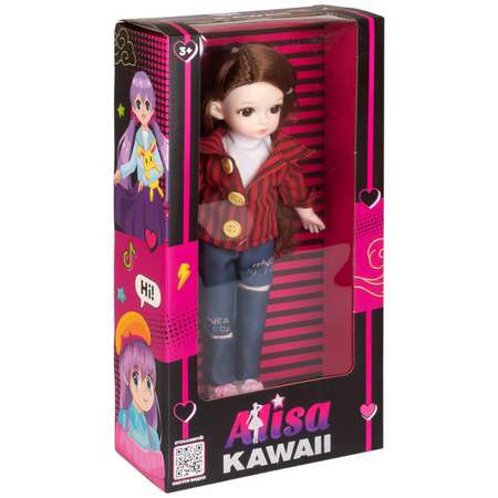 Кукла шарнирная 30 см 1TOY Alisa Kawaii с длинными волосами брюнетка БЖД bjd аниме экшн фигурка игрушки для девочек