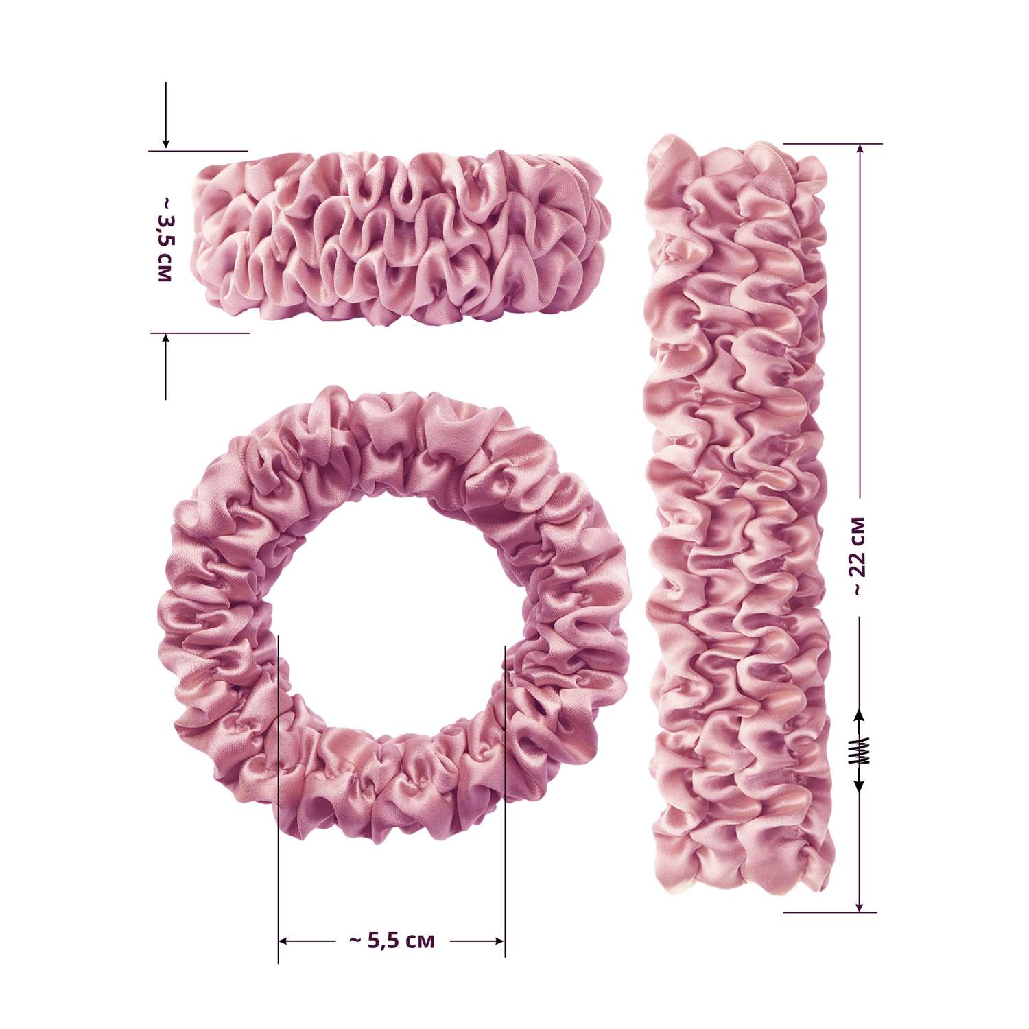Шёлковая резинка для волос SILK MANUFACTURE SUPER TAIL тёмно-розовый - фото 4