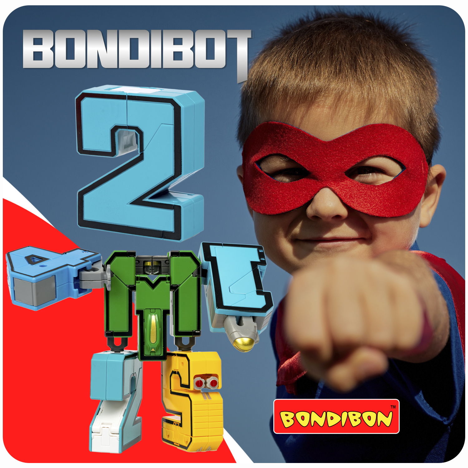 Трансформер Bondibon BONDIBOT 2 в 1 Цифровой Переворот космический шатл - цифра 2 синего цвета в розовом боксе - фото 10