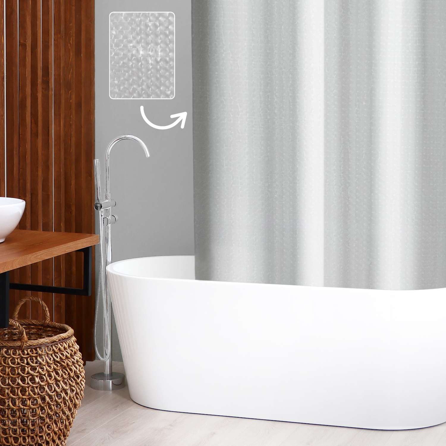 Штора для ванны Доляна «Классика» 3D 180×180 см EVA - фото 1