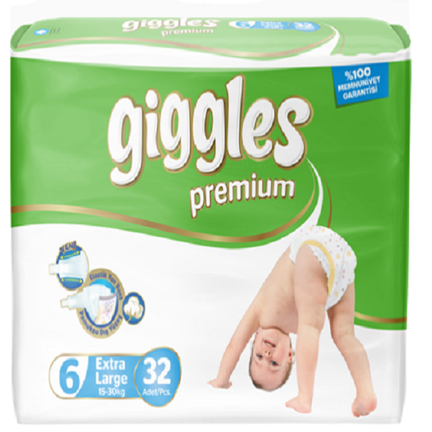 Подгузники Giggles Premium Eco Extra Large 6 15-30кг 32шт - фото 1