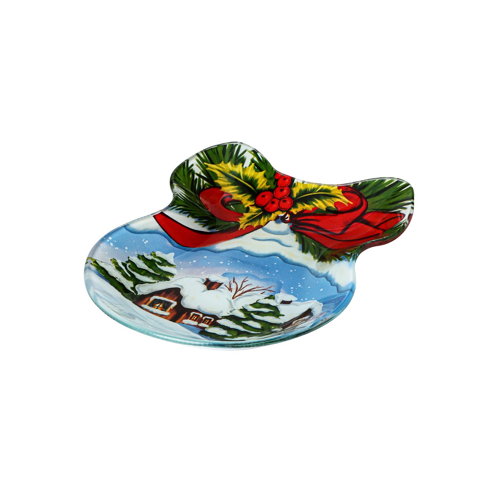 Блюдо Доляна стеклянное сервировочное «Бант. Новогодняя сказка» 18.5×13×2 см - фото 2