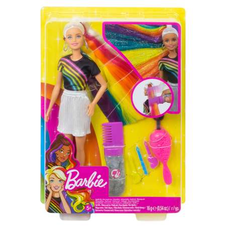 Кукла Barbie с радужной мерцающей прической FXN96