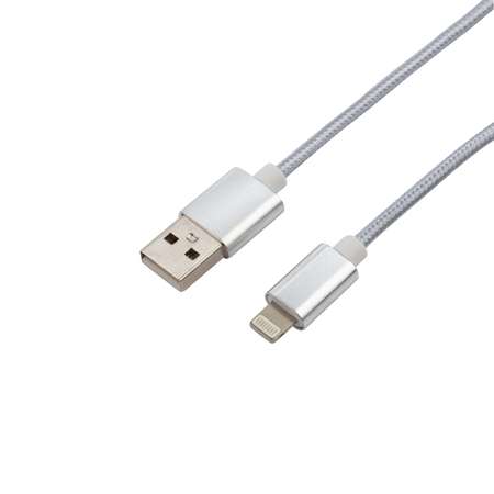 Кабель REXANT USB - Lightning 1 метр в серебристой нейлоновой оплетке