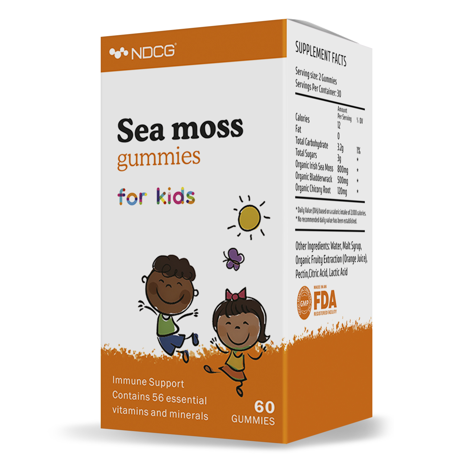 Мультивитамины для детей NDCG Sea Moss ирландский мох NDCG for Kids апельсин 60 жевательных пастилок - фото 10