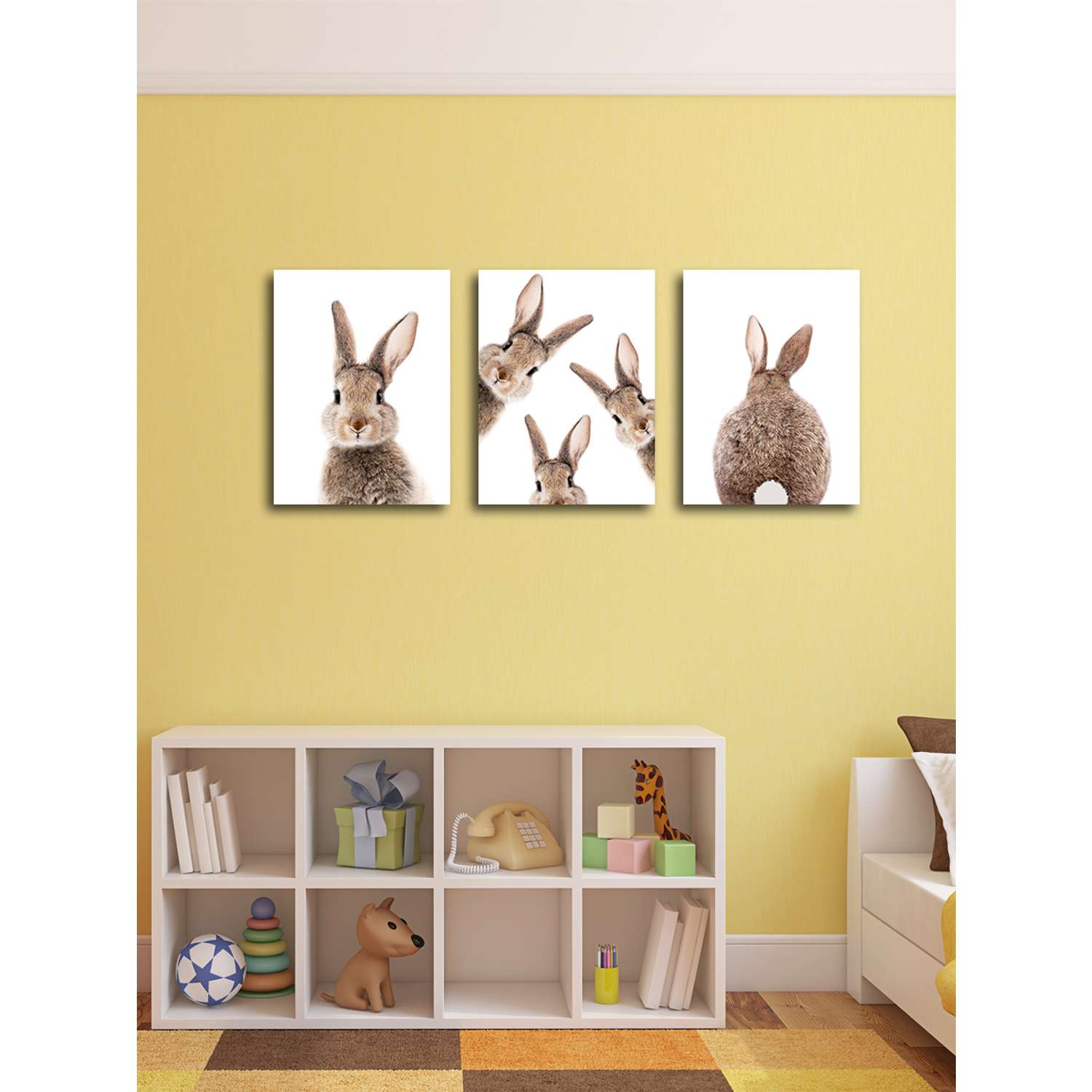 Комплект картин на холсте LOFTime С подрамником 3 шт Смешные кролики К-310-3040 - фото 1