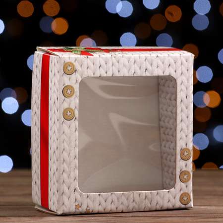 Коробка Sima-Land подарочная. крышка дно.«Тёплый Новый Год» 14.5×14.5×6 см