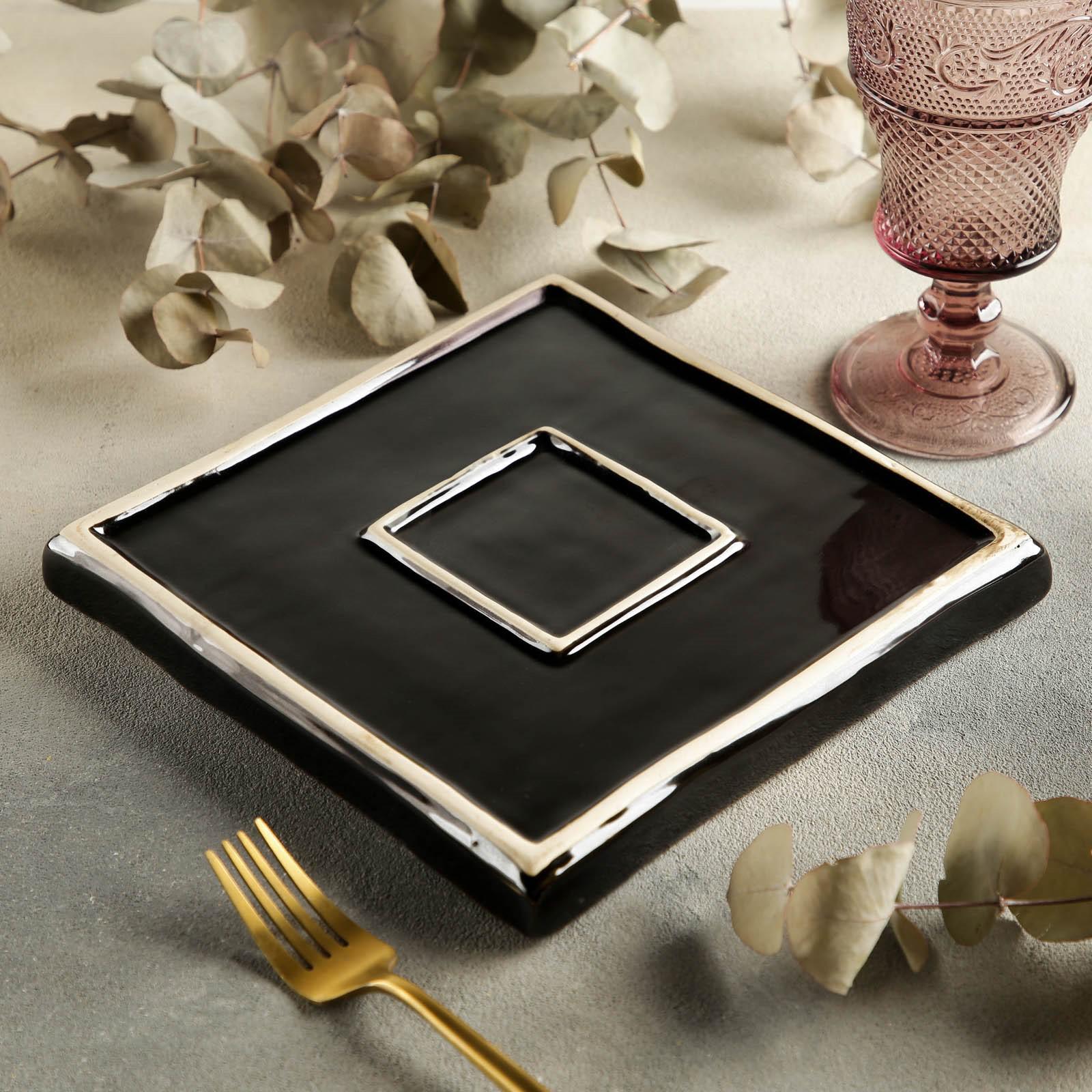 Блюдо сервировочное Sima-Land керамическое квадратное «Пайро» 21 5×21 5 см цвет зелёный - фото 3