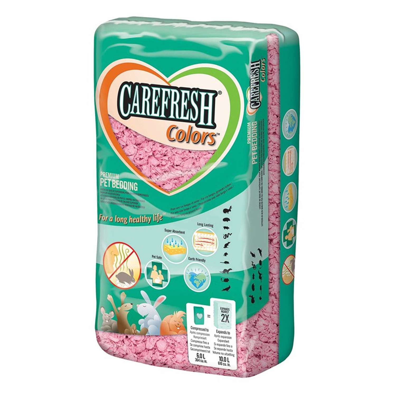 Наполнитель для мелких домашних животных CareFresh color бумажный впитывающий Розовый 1.435 кг - фото 1