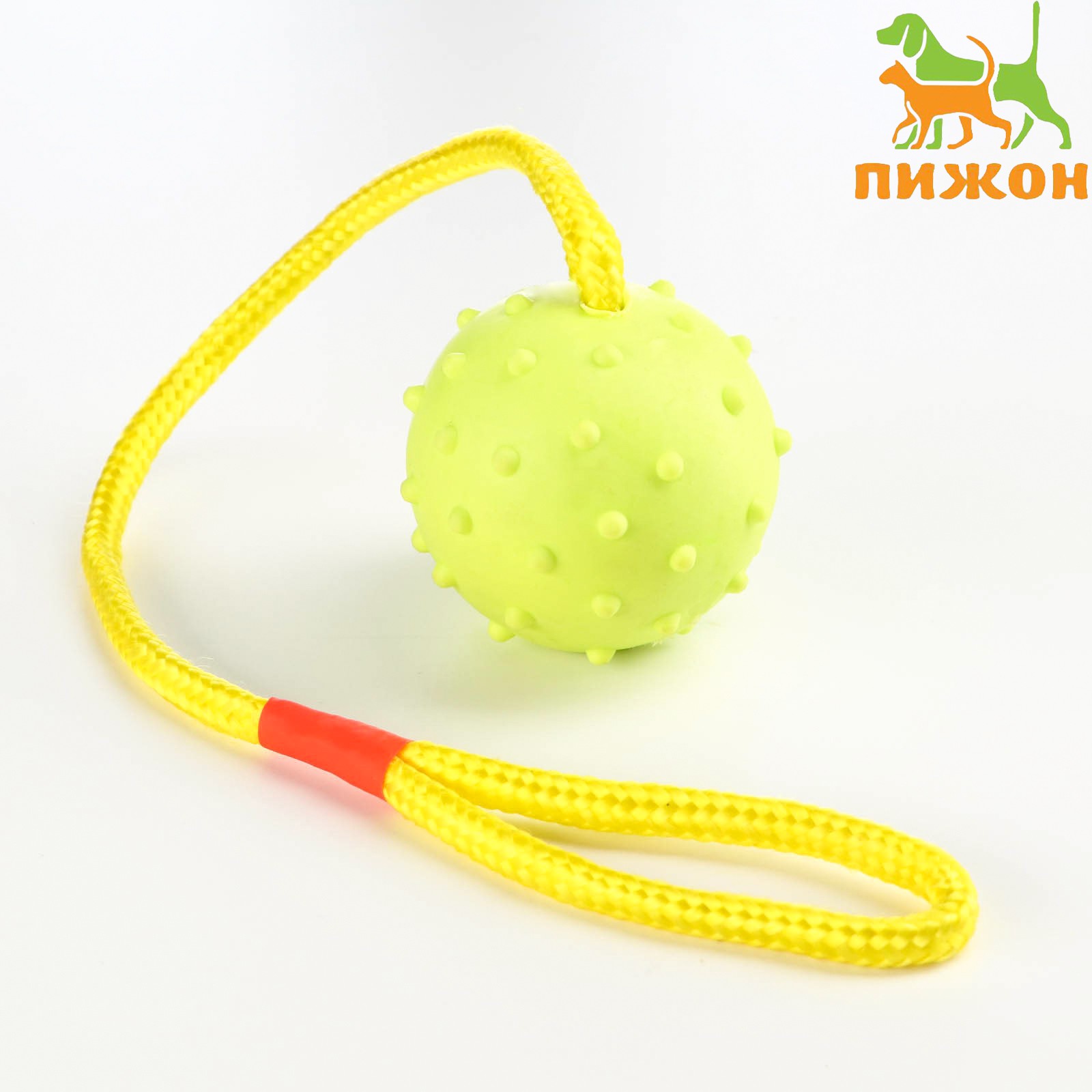 Игрушка Пижон мяч на веревке 6 см салатовая - фото 1