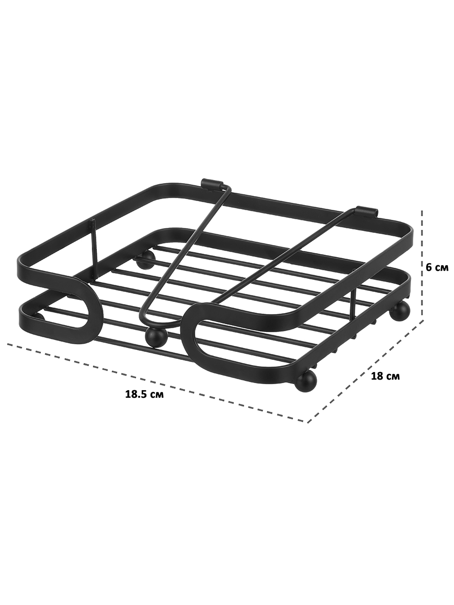 Подставка El Casa для салфеток с держателем 18.5х18х6 см Черная. металлическая - фото 2