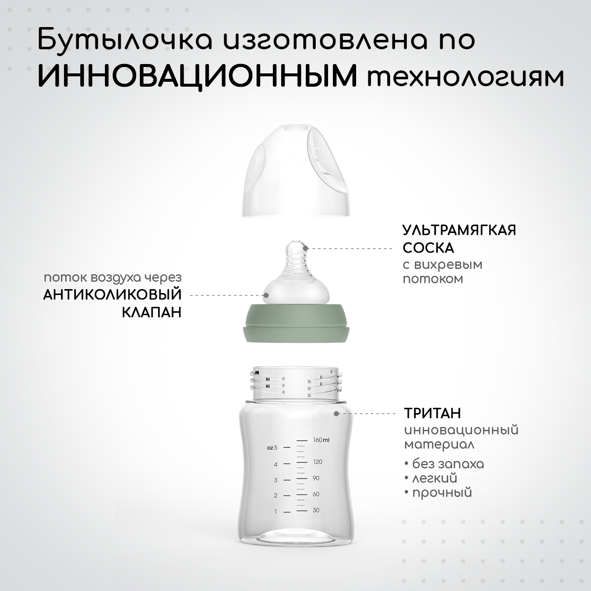 Бутылочка для кормления Miyoumi Sage -160 ml 1шт - фото 3