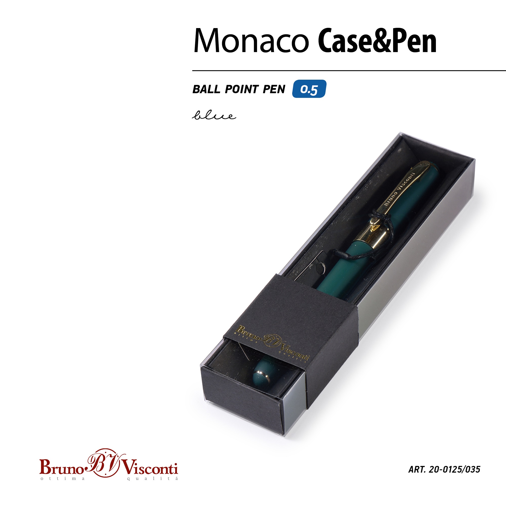Подарочная ручка Bruno Visconti шариковая автоматическая Monaco зеленый корпус синяя 20-0125/035 - фото 2