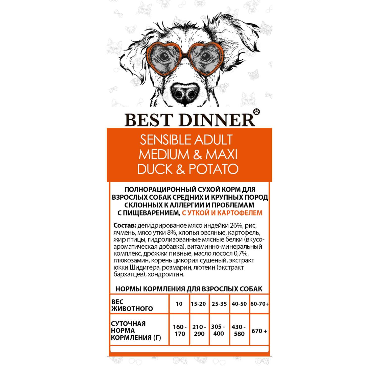 Корм сухой для собак Best Dinner эдалт медиум и макси утка с картофелем - фото 2