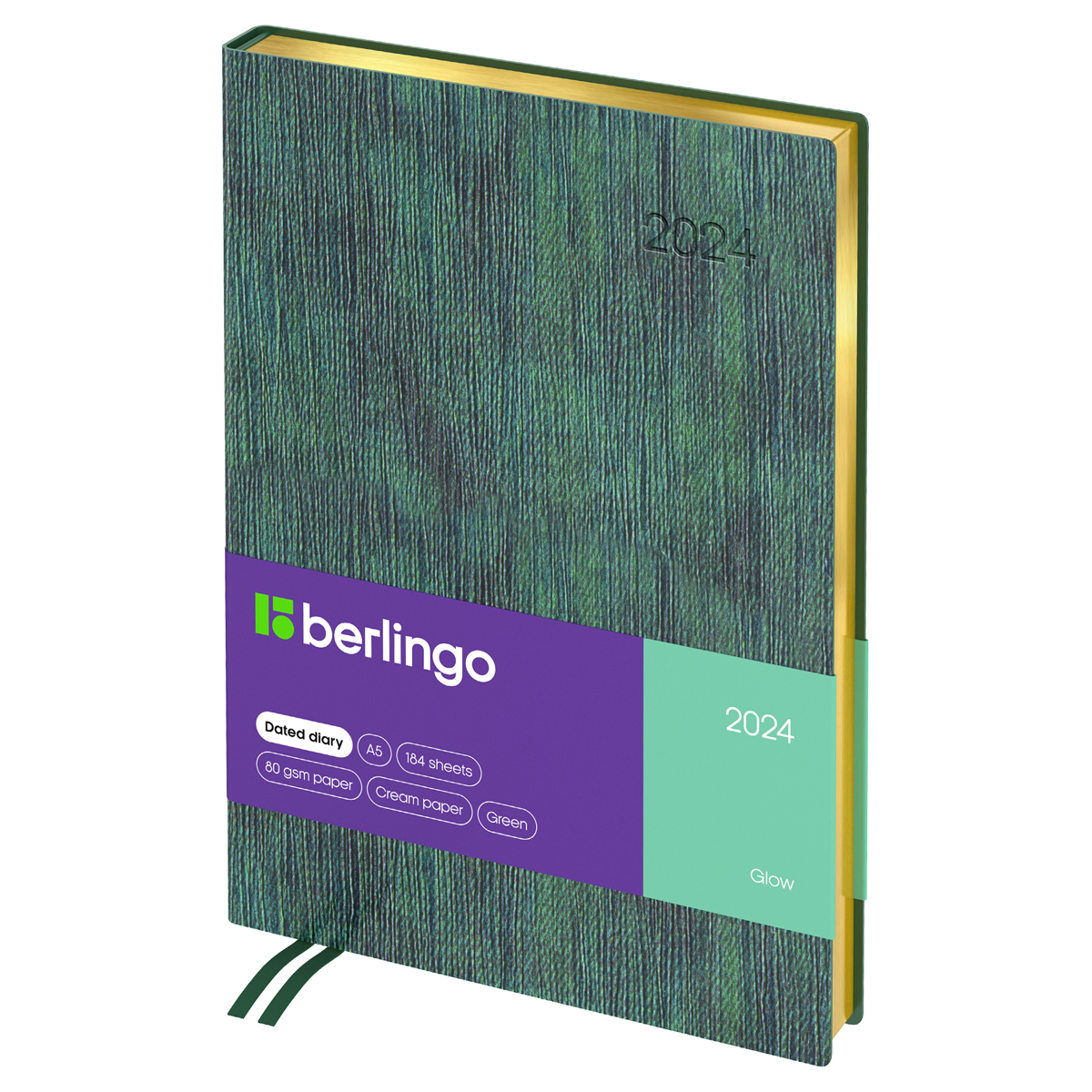Ежедневник датированный 2024г BERLINGO Glow зеленый - фото 1