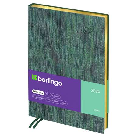 Ежедневник датированный 2024г BERLINGO Glow зеленый