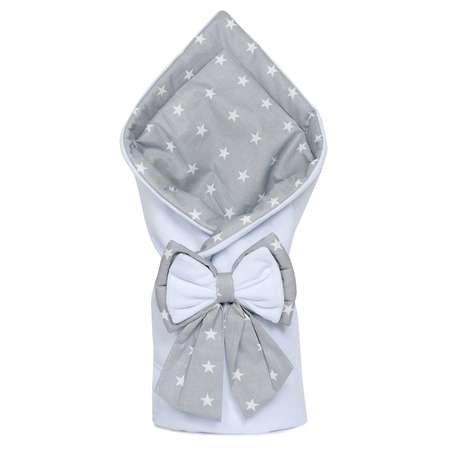 Конверт-одеяло Чудо-Чадо на выписку для новорожденного Плюша белый/звездочки