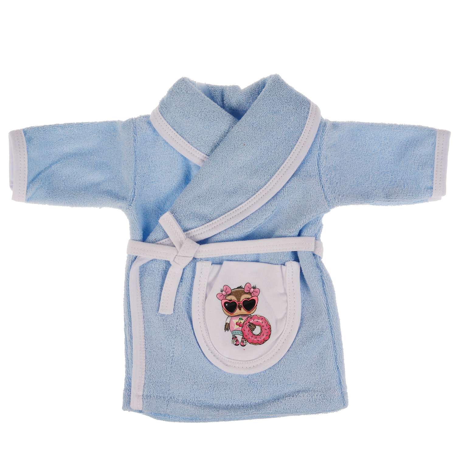 Одежда для кукол Карапуз 40-42 см голубой халат сова 334983 - фото 1