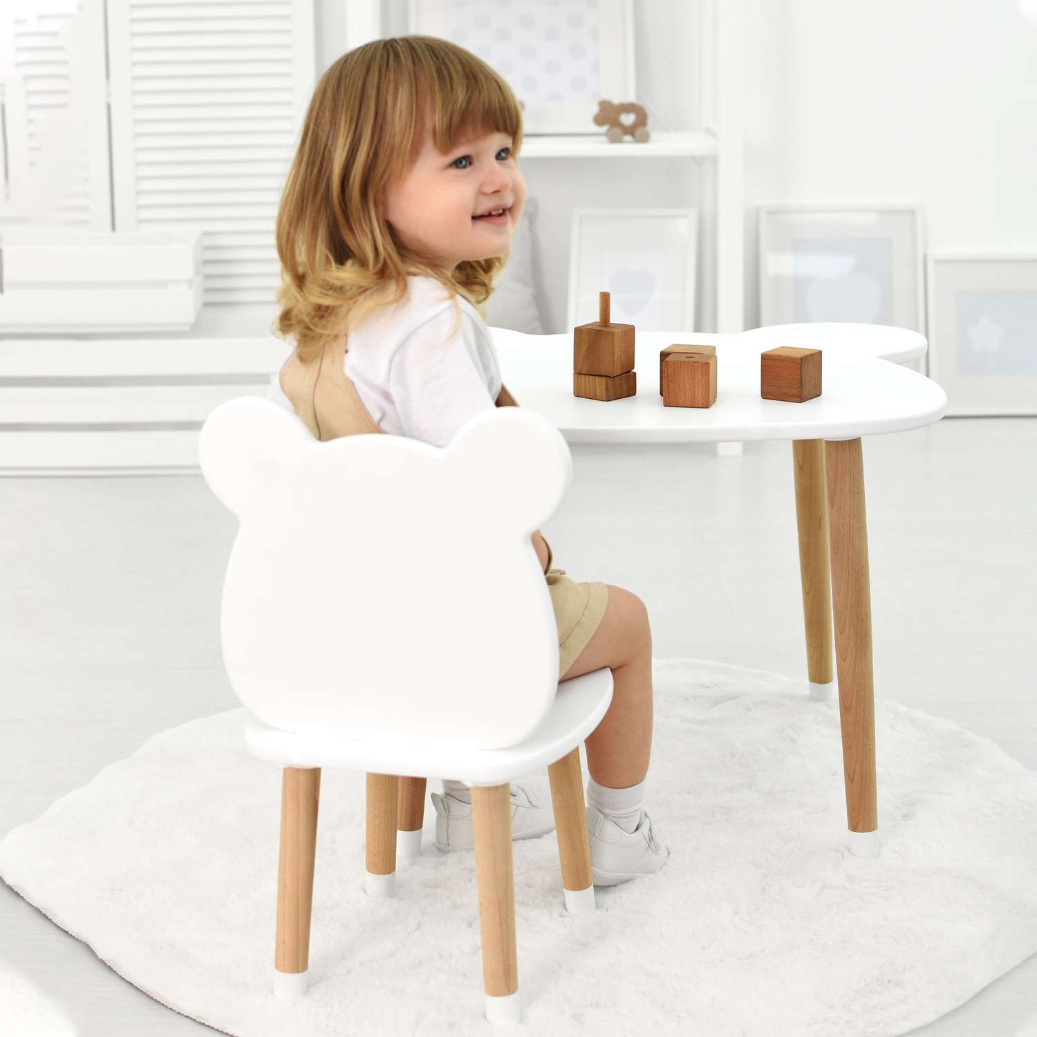Набор мебели Мега Тойс Стол и стул детский деревянный Мишка - фото 2