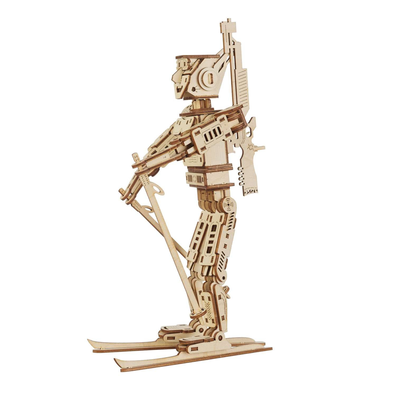 Сборная модель деревянная TADIWOOD Робот Биатлонист 29 см. 158 деталей - фото 1