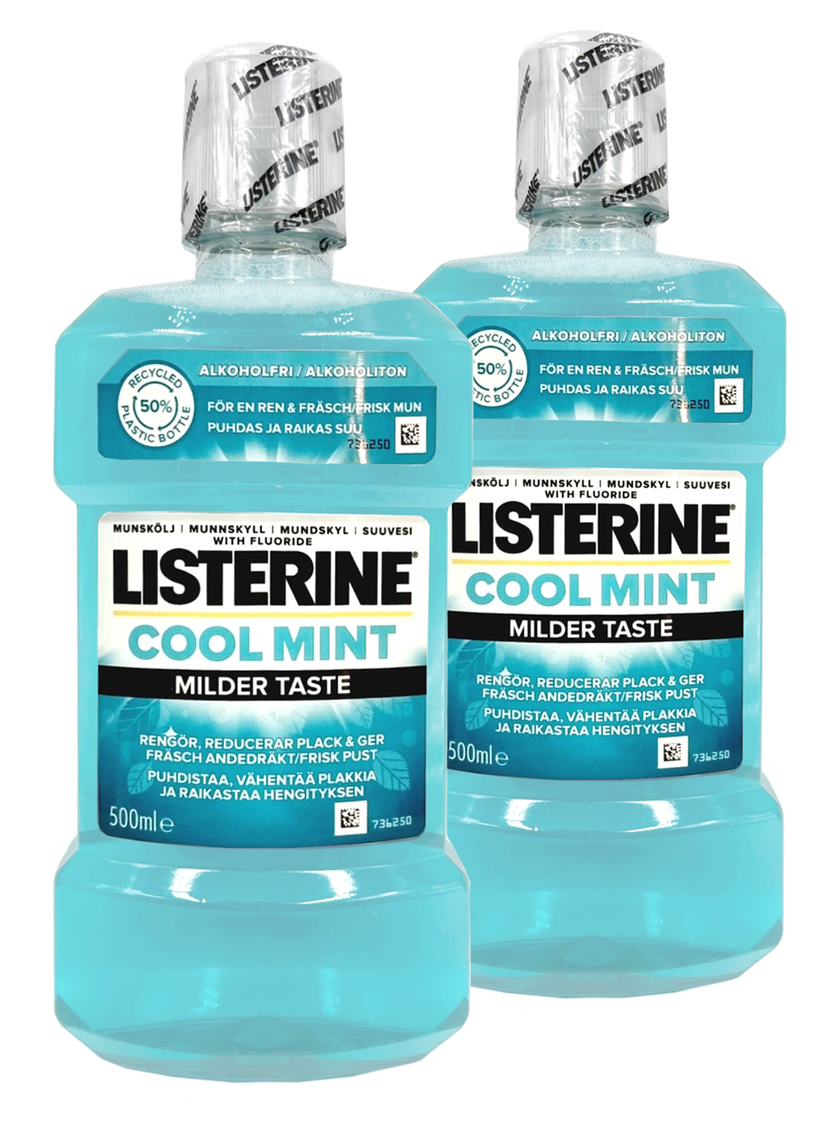 Ополаскиватели для рта LISTERINE Свежая мята 500 мл х 2 шт не содержит спирт - фото 1