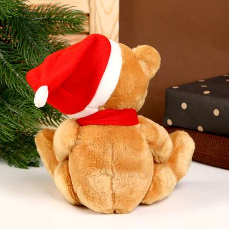 Мягкая игрушка Sima-Land «Медвежонок» в новогоднем колпаке 20 см цвет коричневый
