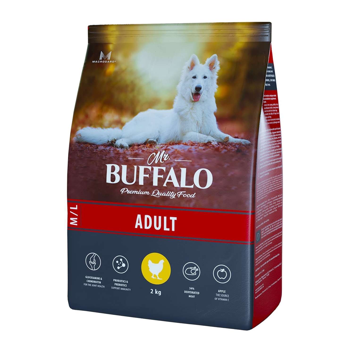 Корм для взрослых собак Mr.Buffalo Adult всех пород с курицей сухой 2кг - фото 1