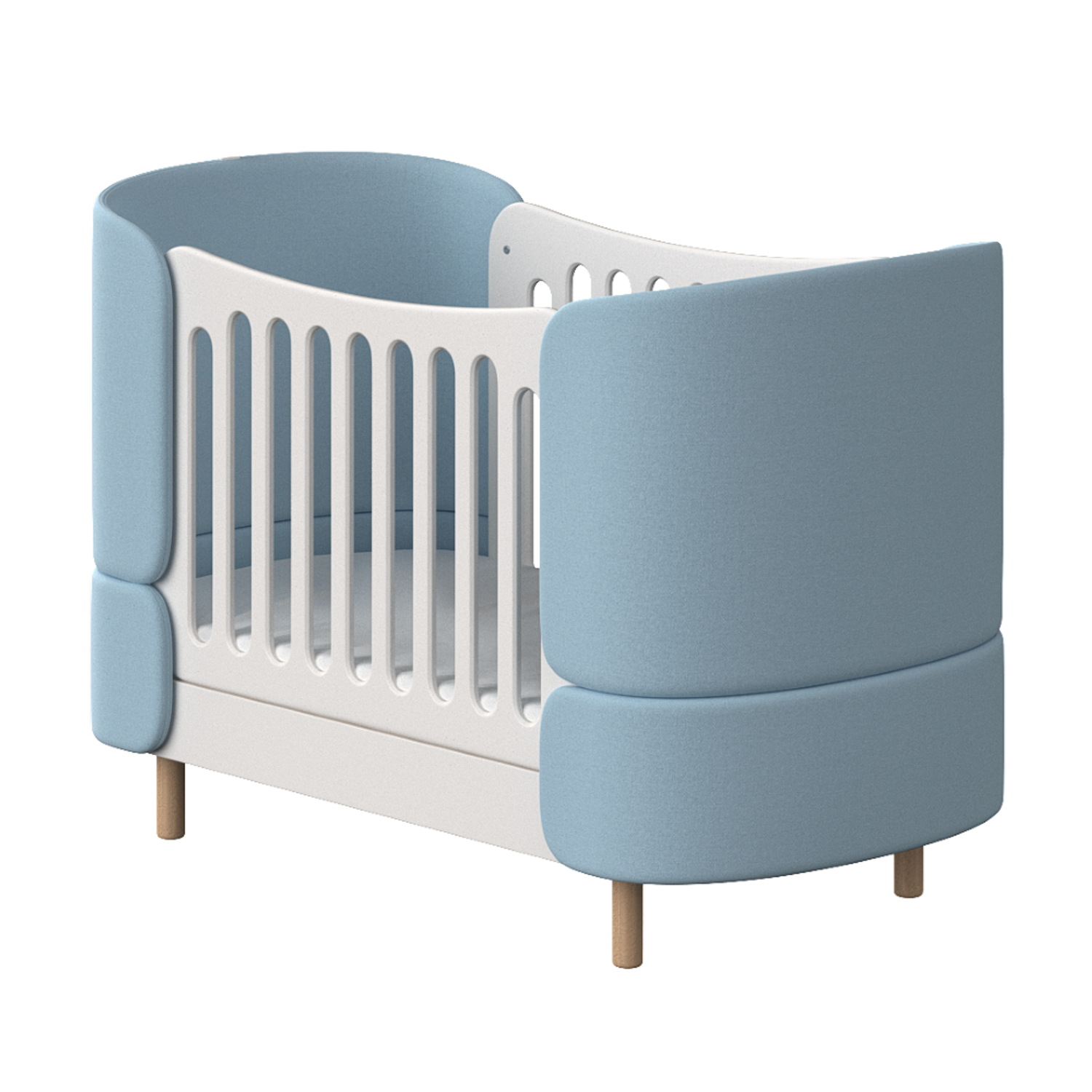 Детская кроватка Ellipse KIDI soft овальная, (голубой) - фото 1
