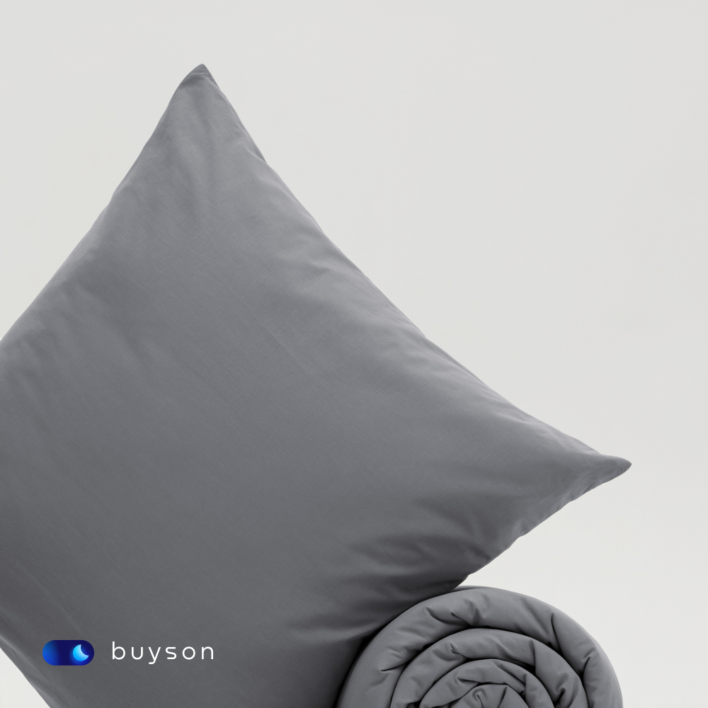 Комплект наволочек buyson BuyDream 50х70 см, хлопковый поплин, цвет графит - фото 8