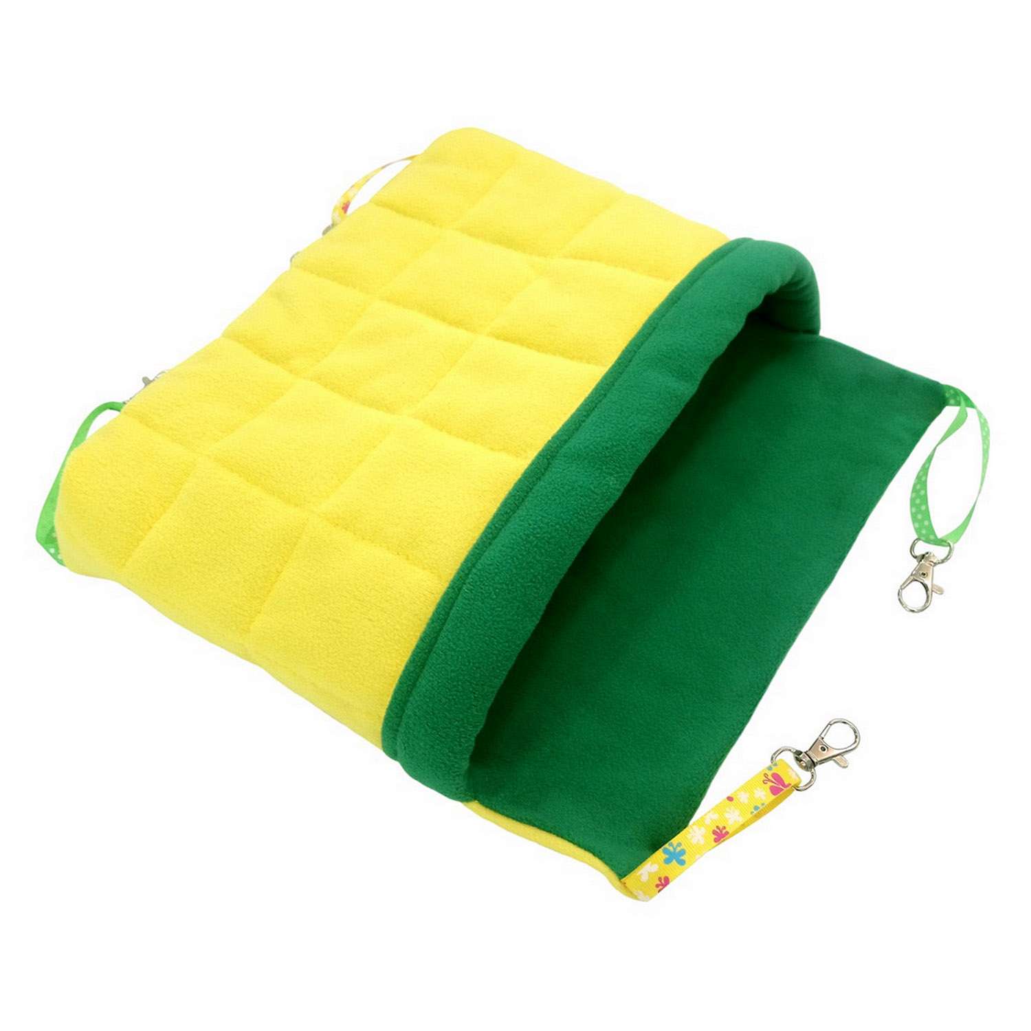 Гамак для хорьков Доброзверики и мелких грызунов с карманом Одеяло размер М желтый-зеленый - фото 1