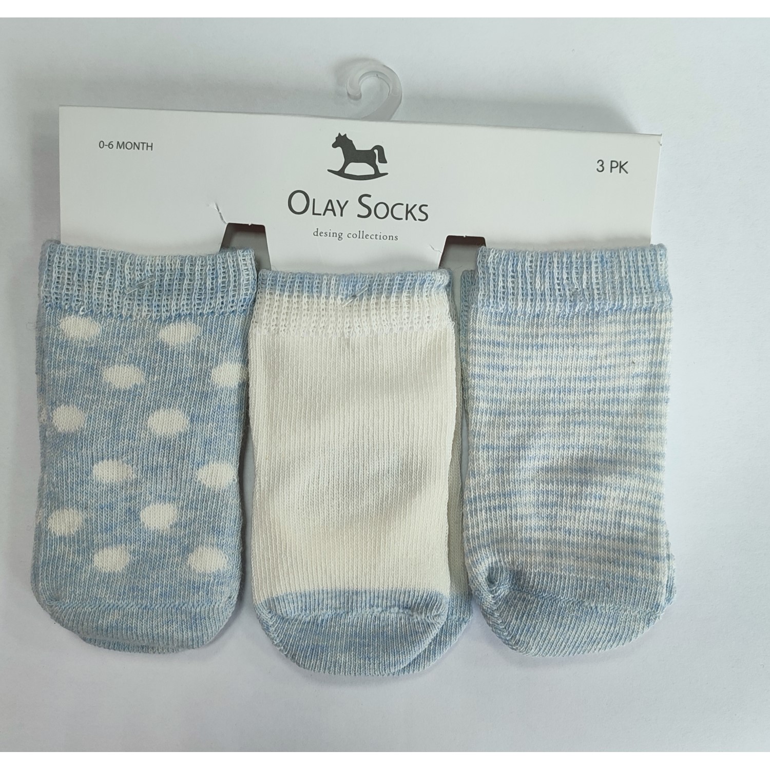 Носки 3 пары Olay Socks 02-MB0016-52/голубой/молочный/горох/полоска - фото 1