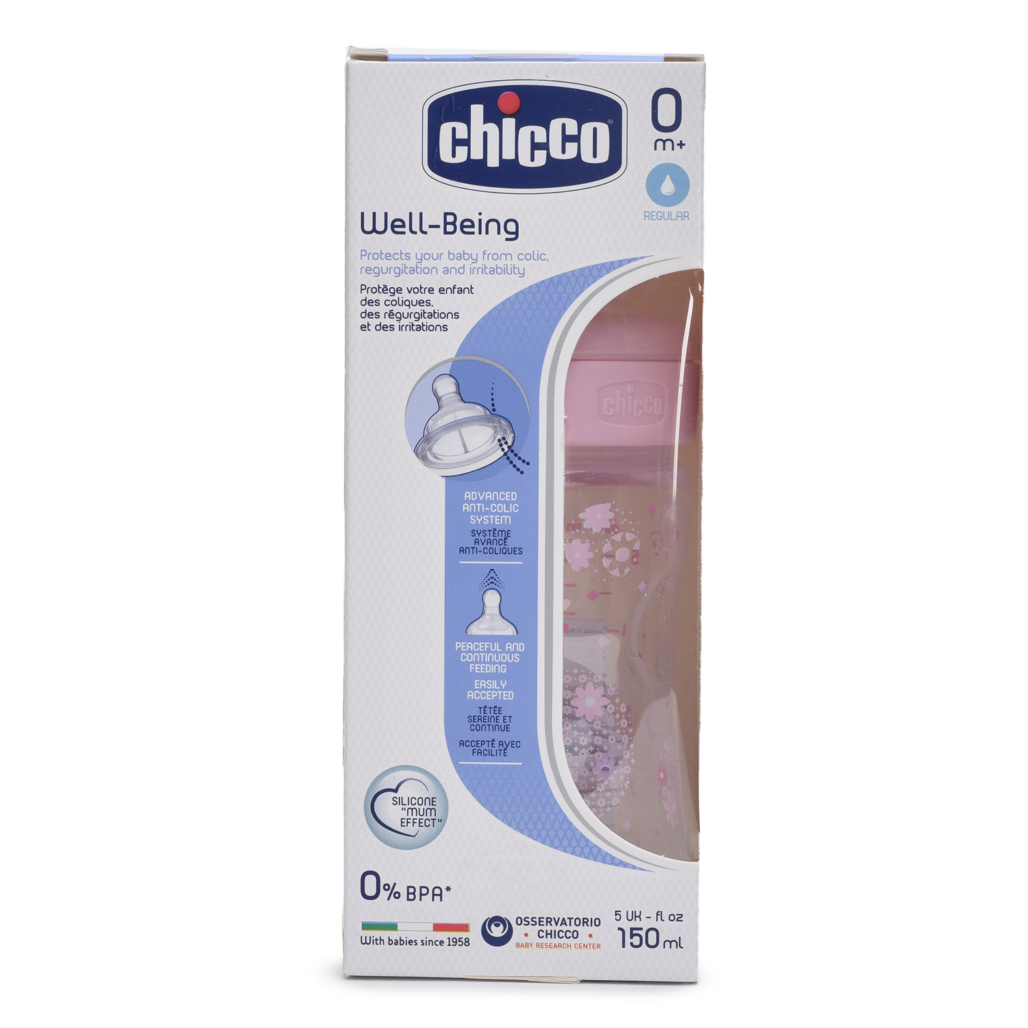 Бутылочка Chicco Well-Being Girl 150 мл 0 мес+ с силиконовой соской (310205118) - фото 3