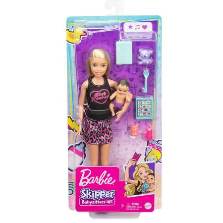 Набор Barbie Няня кукла Блондинка +аксессуары GRP13