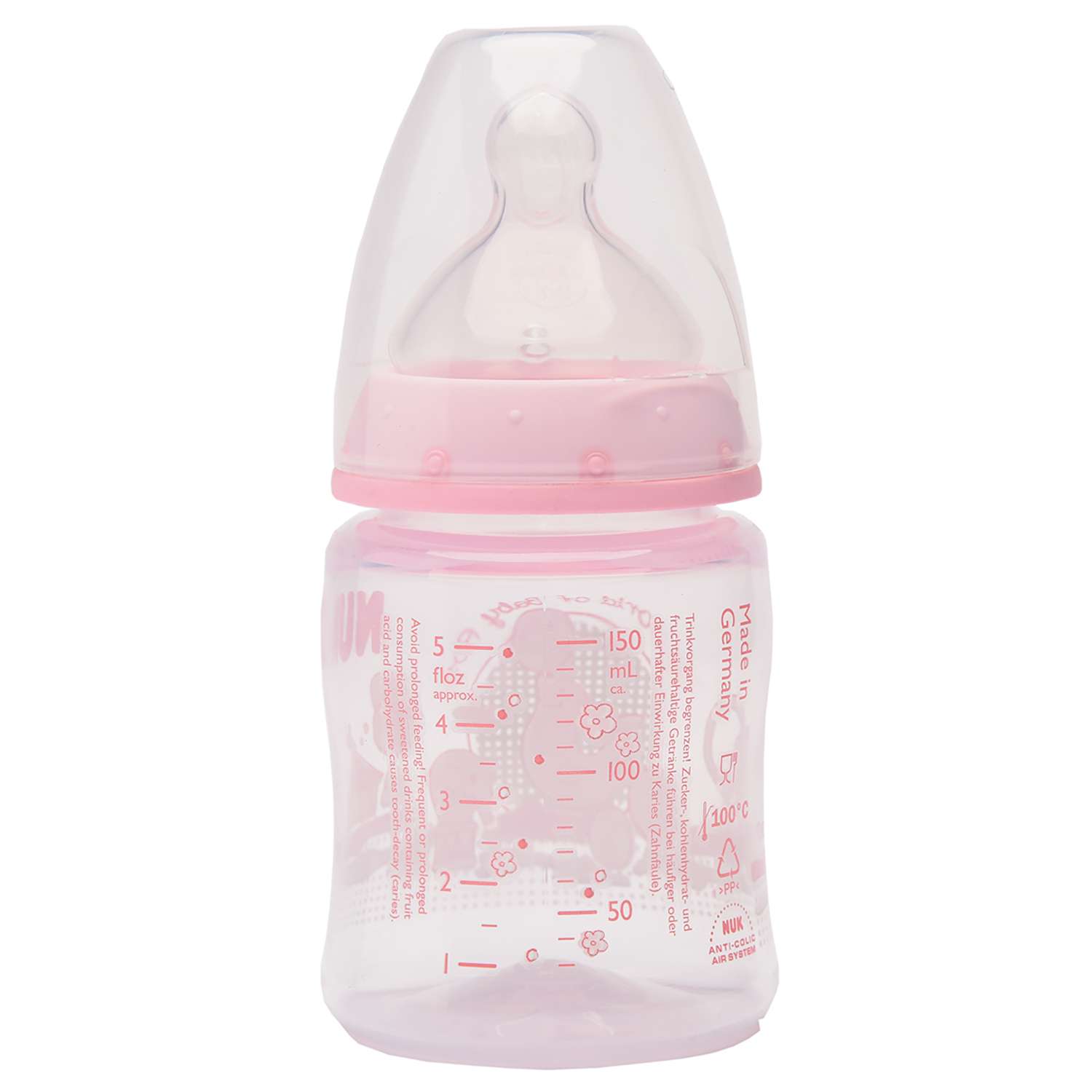 Бутылочка Nuk First Choice Baby Rose 150 мл Розовая с силиконовой соской для пищи М-1 - фото 2