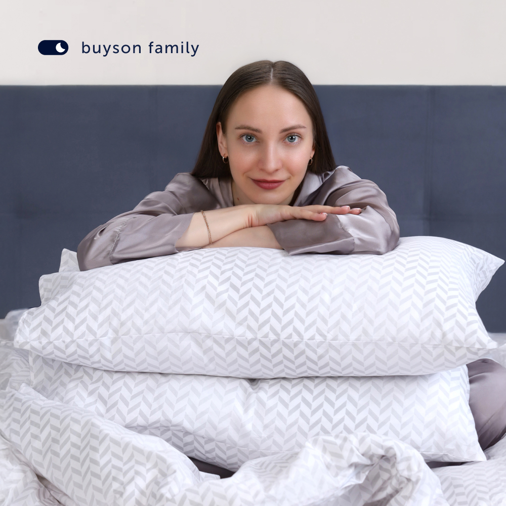 Комплект постельного белья buyson BuyMirage евро хлопковый сатин цвет Cloud - фото 13