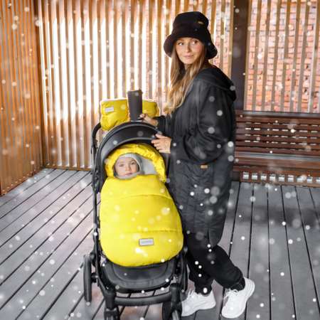 Конверт зимний AmaroBaby меховой Snowy Travel Желтый 85 см